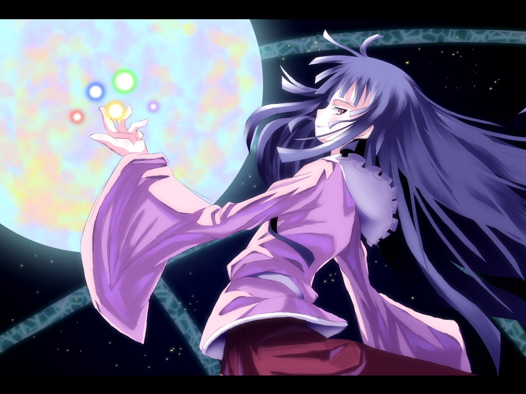 black_hair houraisan_kaguya kasuga_ayumu_(artist) long_hair moon touhou