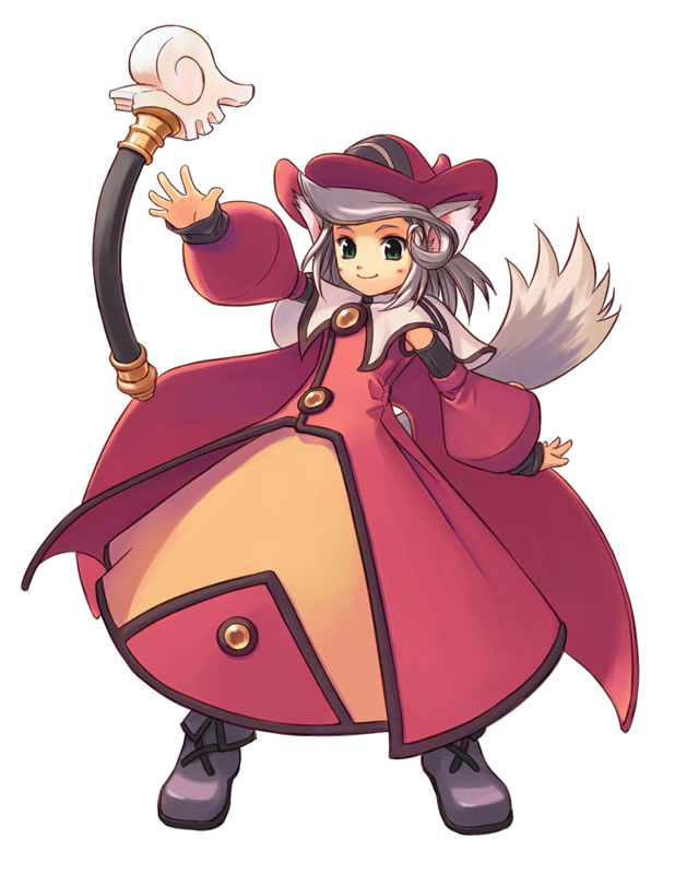 alchemy animal_ears atelier_(series) atelier_iris atelier_iris_eternal_mana boots cat_ears doggirl dress game green_eyes grey_hair gust hat inumimi magic norn ookamimimi ouse_kohime red_dress short_hair wand white_background witch wolfgirl