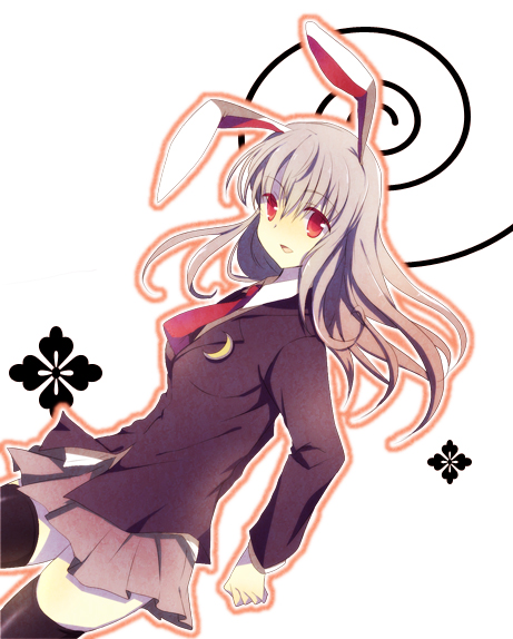 bad_id blazer bunny_ears lacie long_hair ma_(pixiv) necktie purple_hair rabbit_ears red_eyes reisen_udongein_inaba skirt thigh-highs thighhighs touhou zettai_ryouiki