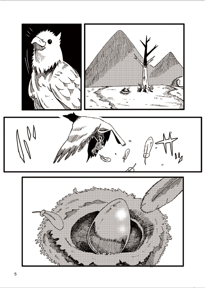 bird comic doujinshi monochrome munakata_(sekimizu_kazuki) nest no_humans silent_comic touhou