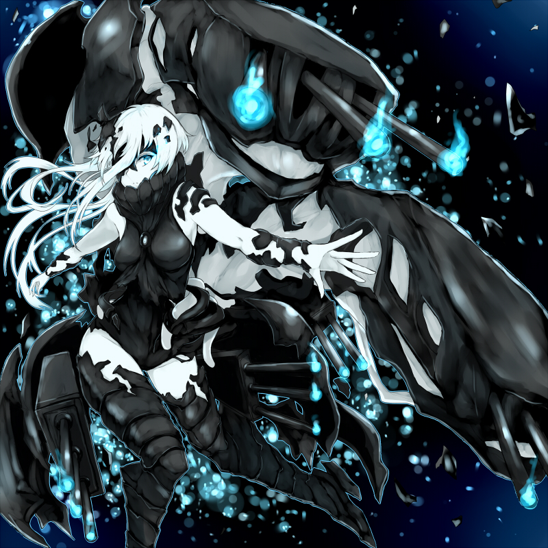 1girl azure_luna blue_eyes boots eyepatch hair_over_one_eye kantai_collection long_hair ne-class_heavy_cruiser pale_skin shinkaisei-kan solo tentacles thigh-highs thigh_boots torn_clothes white_hair