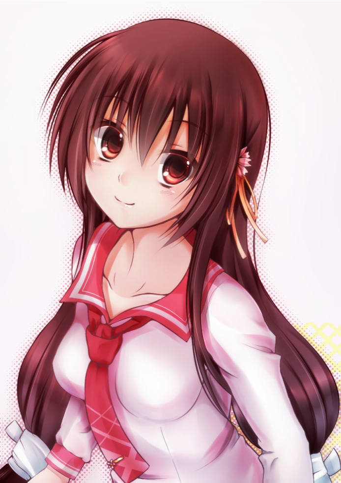 1girl breasts brown_hair long_hair looking_at_viewer smile solo suitenjh tenshinranman