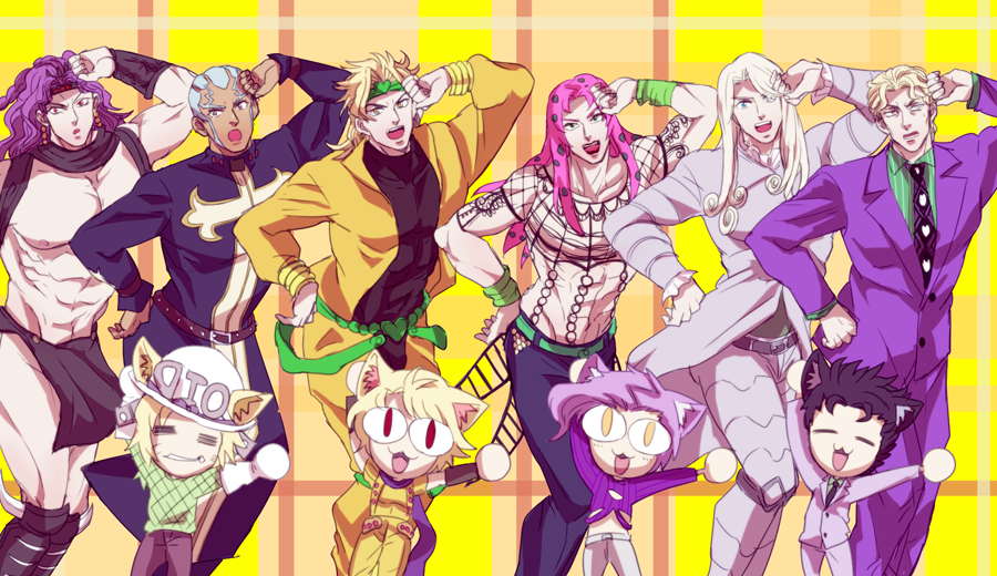 carnival_phantasm diavolo diego_brando dio_brando enrico_pucci funny_valentine jojo_no_kimyou_na_bouken kars_(jojo) kira_yoshikage parody saiouga-uma steel_ball_run vinegar_doppio