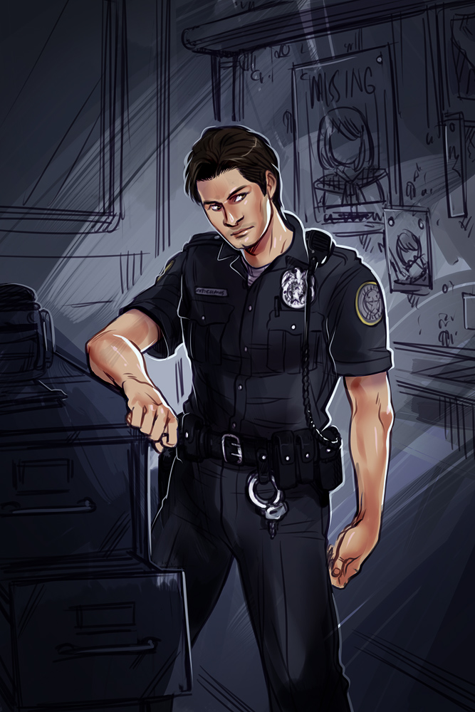 1boy brown_hair deltastic missing_poster police police_uniform poster sebastian_castellanos solo the_evil_within uniform