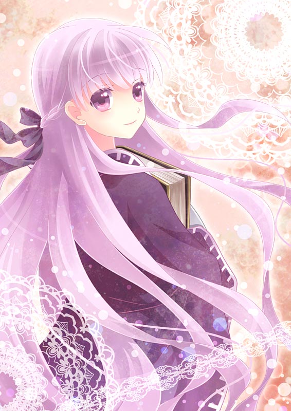 1girl cape fire_emblem fire_emblem:_fuuin_no_tsurugi hair_ribbon long_hair looking_back purple_hair ribbon smile sofiya solo very_long_hair violet_eyes yoshi_(taiko7)