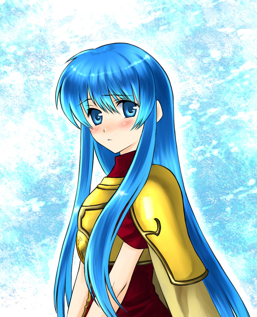 armor blue_eyes blue_hair blush cape eirika fire_emblem fire_emblem:_seima_no_kouseki fire_emblem_sacred_stones long_hair very_long_hair xvxxv