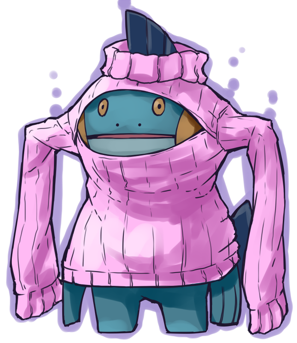 cleavage_cutout expressionless jaco marshtomp open-chest_sweater outline pokemon ribbed_sweater simple_background solo sweater turtleneck wardrobe_error white_background you're_doing_it_wrong