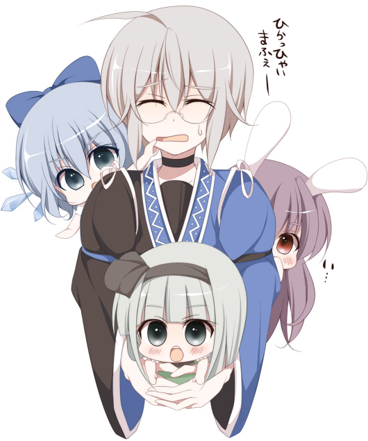 chibi cirno konpaku_youmu morichika_rinnosuke reisen_udongein_inaba touhou yuki_miya