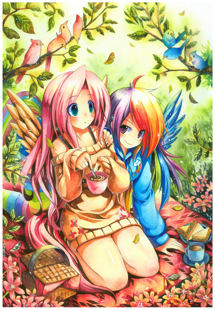 emperpep fluttershy my_little_pony my_little_pony_friendship_is_magic personification rainbow_dash