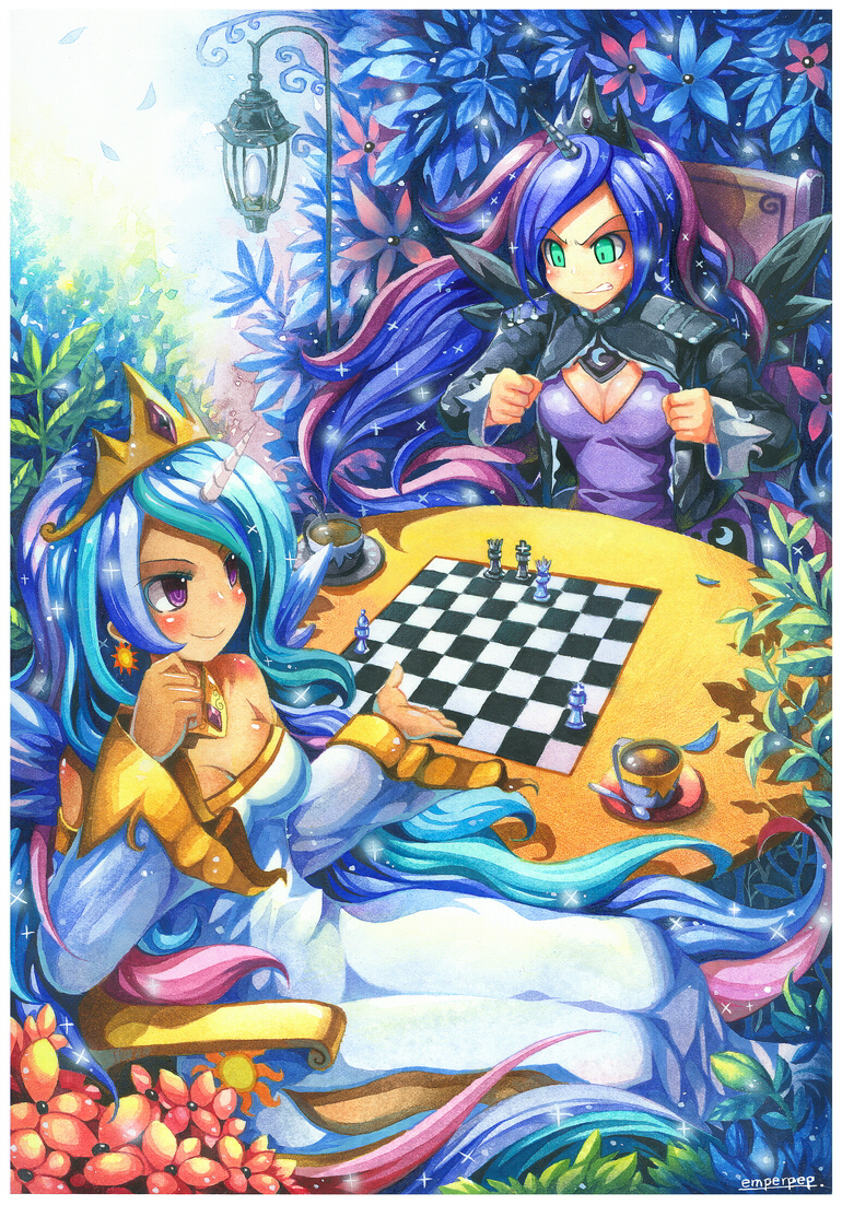 board_game celestia_(my_little_pony) chess emperpep luna_(my_little_pony) my_little_pony my_little_pony_friendship_is_magic