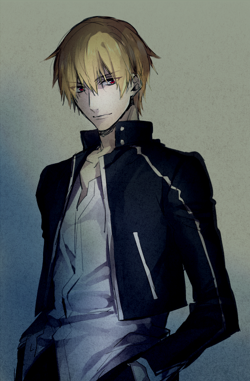 1boy blonde_hair fate/stay_night fate_(series) gilgamesh nakagawa_waka red_eyes solo