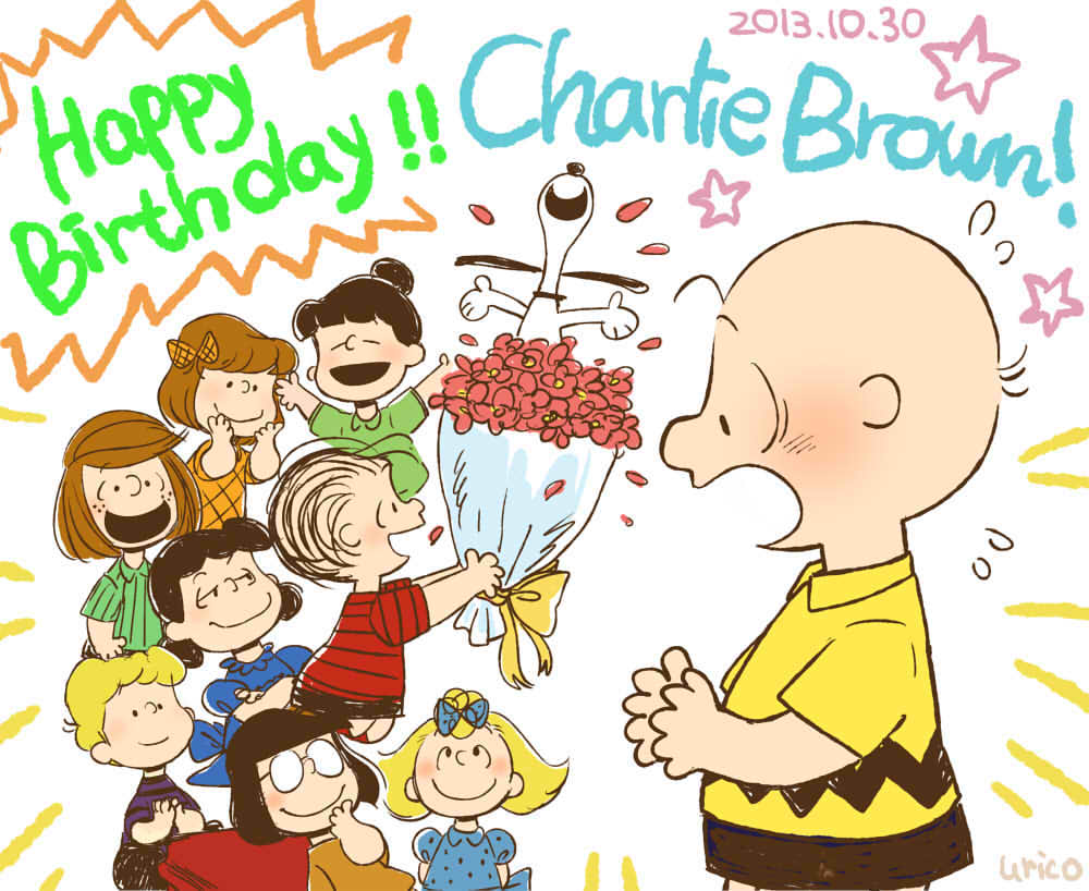 3boys 6+girls birthday black_hair blanket blonde_hair blush bouquet bow brother_and_sister brown_hair charles_schulz_(style) charlie_brown closed_eyes dress flower freckles glasses hair_bow instrument linus_van_pelt lucy_van_pelt marcie_(peanuts) multiple_boys multiple_girls open_mouth patty_(peanuts) peanuts peppermint_patty piano sally_brown schroeder shirt short_hair siblings smile snoopy striped striped_shirt uriko violet_gray