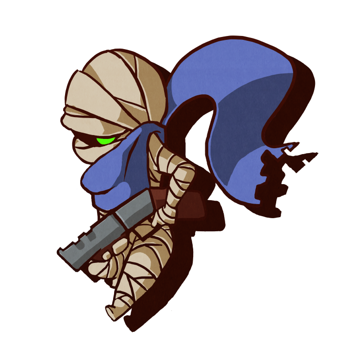 1girl bandages blue_scarf green_eyes nuclear_throne pietepiet rebel_(nuclear_throne) scarf simple_background slugger_(nuclear_throne) solo transparent_background