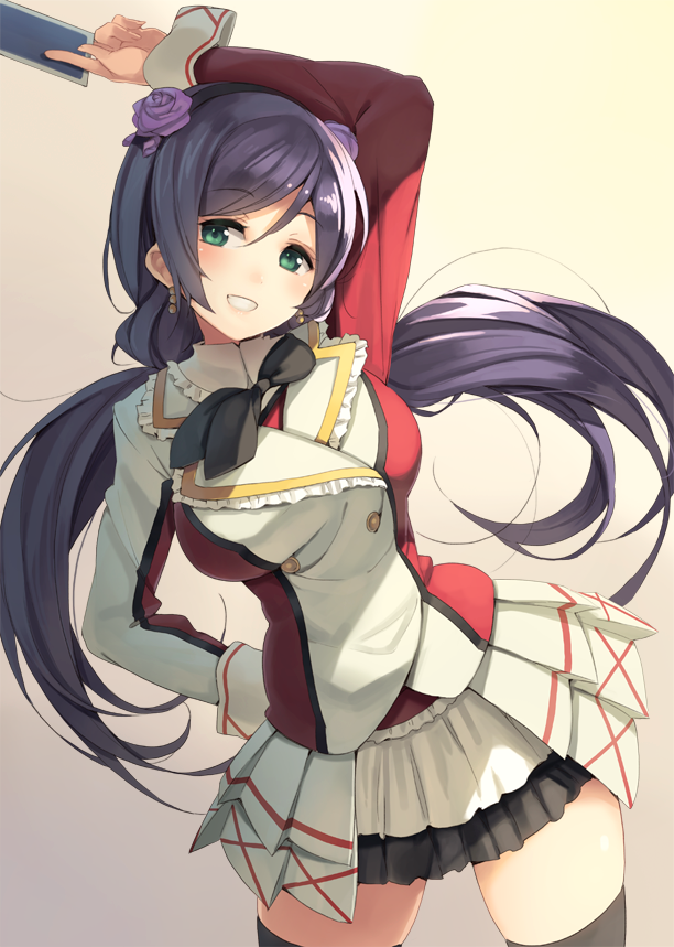 card green_eyes long_hair love_live!_school_idol_project low_twintails smile toujou_nozomi twintails uniform violet_hair