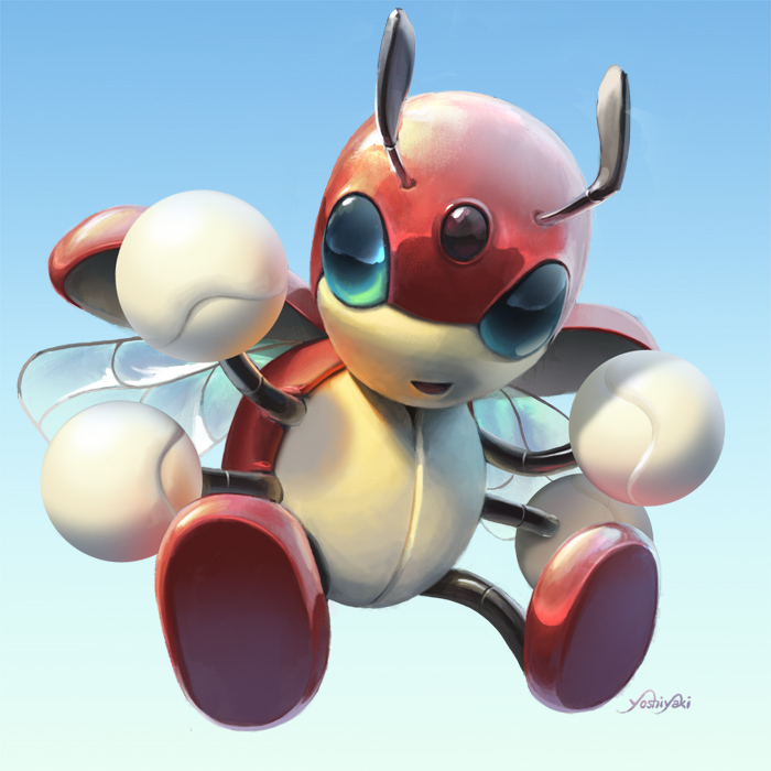 antennae cassio_yoshiyaki insect_wings ledian no_humans pokemon pokemon_(creature) realistic solo wings