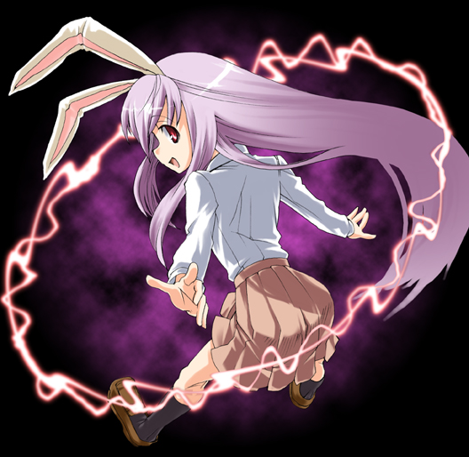 bunny_ears gengorou long_hair pleated_skirt purple_hair rabbit_ears red_eyes reisen_udongein_inaba skirt touhou