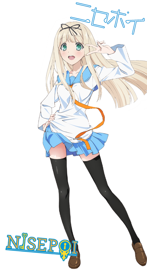 1girl black_legwear blonde_hair drawfag female green_eyes kantai_collection long_hair nisekoi school_uniform shoes solo thigh-highs yuudachi_(kantai_collection)