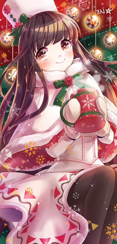 blush brown_hair cocoa_cookie cookie_run dress long_hair personificatino red_eyes smile