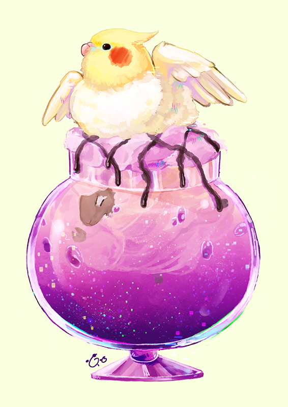 bird cockatiel no_humans original simple_background solo yu_(dryads)