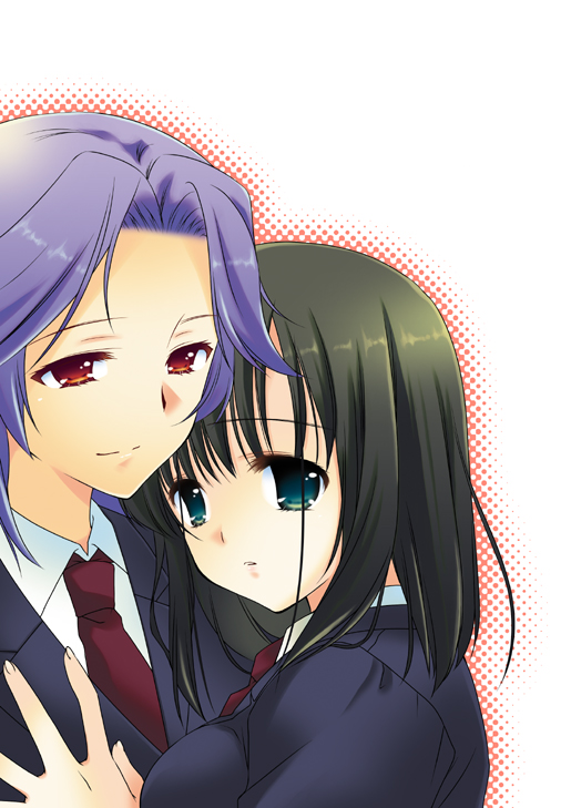 green_eyes kajiki_yumi necktie purple_hair red_eyes saki school_uniform shiratama_(fukuya) touyoko_momoko