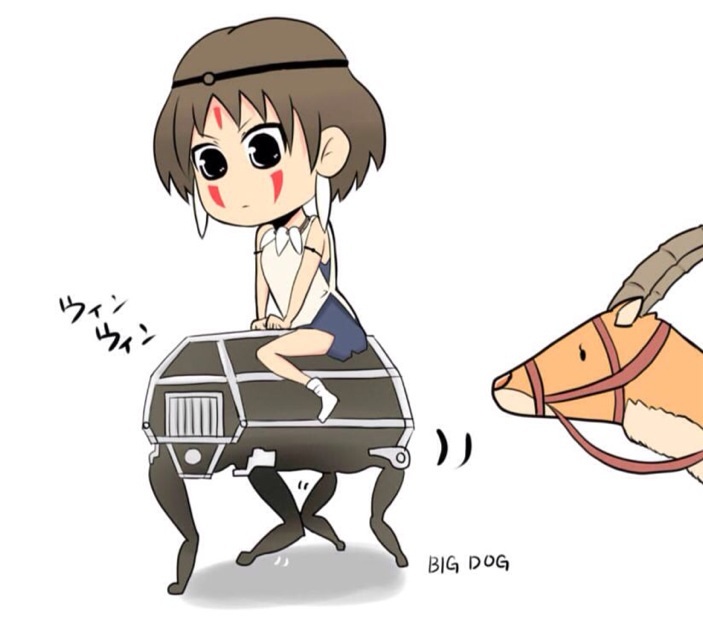1girl bigdog enntennka gazelle mononoke_hime riding robot san