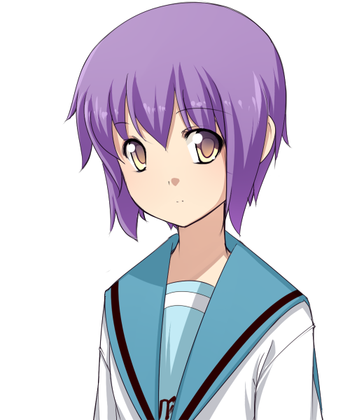 face nagato_yuki nakamura_kusata purple_hair school_uniform short_hair suzumiya_haruhi_no_yuuutsu transparent_background
