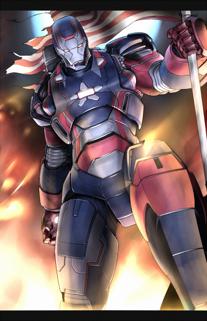 1boy flag gomi_kushige iron_man_(comics) iron_patriot james_rhodes marvel power_armor solo war_machine