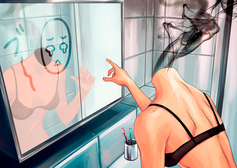 bathroom bra breasts celty_sturluson dullahan durarara!! mirror tears underwear