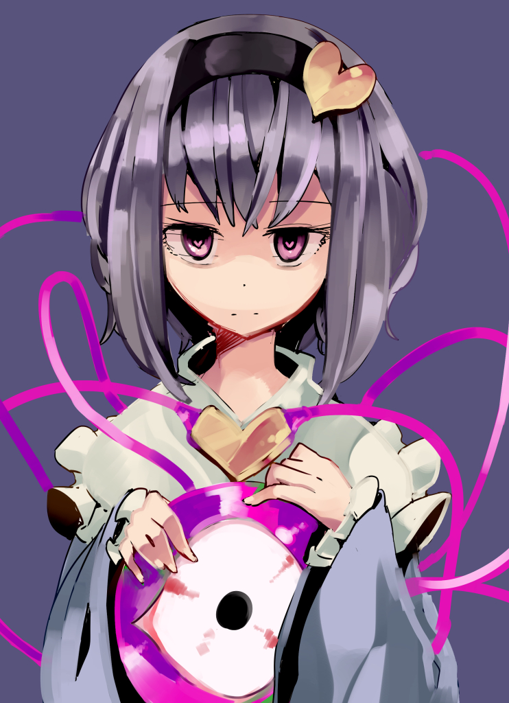 1girl hairband heart heart-shaped_pupils komeiji_satori pink_hair purple_hair solo symbol-shaped_pupils third_eye touhou wide_sleeves yoshinaga_p