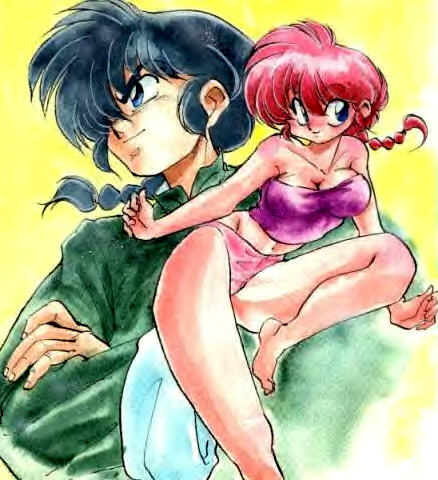 black_hair blue_eyes ranma_1/2 redhead saotome_ranma single_braid