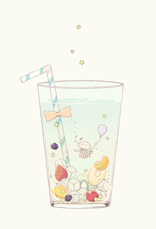 balloon bubble cherry drinking_glass drinking_straw food fruit jellyfish musical_note no_humans original quaver r. simple_background solo star strawberry