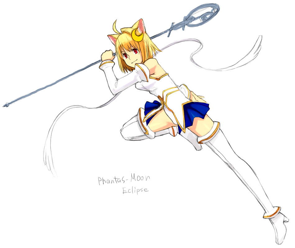 animal_ears arcueid_brunestud blonde_hair boots cat_ears dress gloves magical_girl nekomimi phantas-moon red_eyes shingetsutan_tsukihime short_hair sketch skirt solo strapless_dress thigh_boots thigh_highs thighhighs tsukihime type-moon type_moon yu_65026