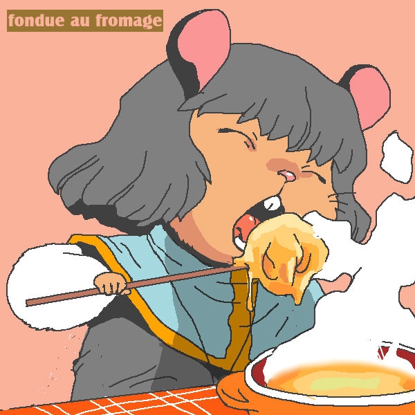 1girl animal_ears fondue fondue_au_fromage grey_hair mouse_ears nazrin onikobe_rin open_mouth short_hair teeth touhou