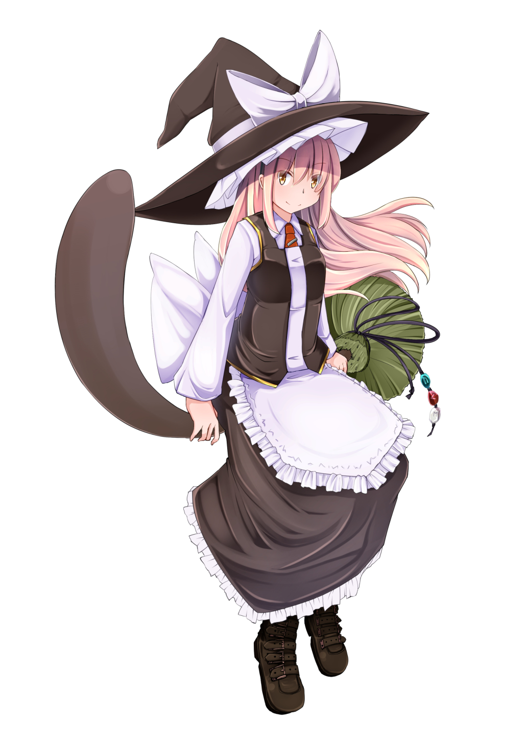 1girl blonde_hair boots bow broom broom_riding haruto_(hirokazu1001) hat hat_bow highres kirisame_marisa long_hair solo touhou white_background witch_hat yellow_eyes