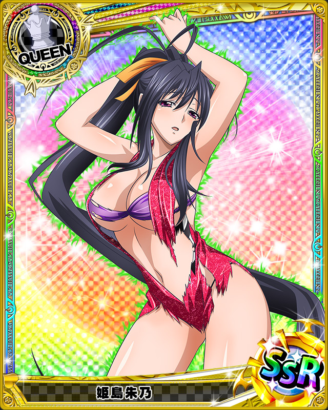 1girl artist_request ass black_hair blush breasts card_(medium) chess_piece cleavage high_heels high_school_dxd himejima_akeno large_breasts long_hair looking_at_viewer official_art ponytail queen_(chess) racequeen ribbon torn_clothes trading_cards very_long_hair violet_eyes