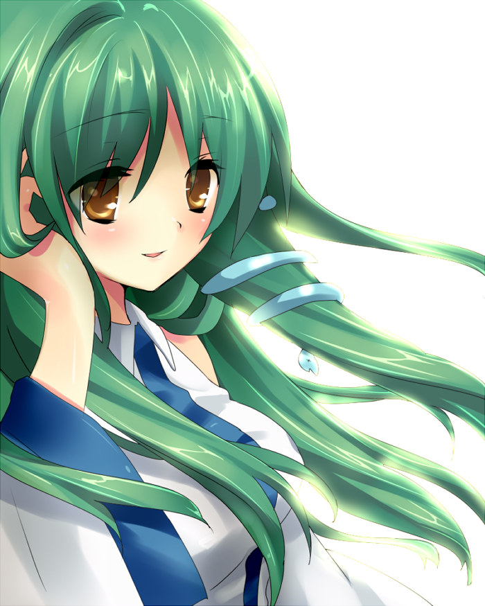 green_hair hair_ornament kochiya_sanae long_hair nozumi snake tokira_nozumi touhou yellow_eyes