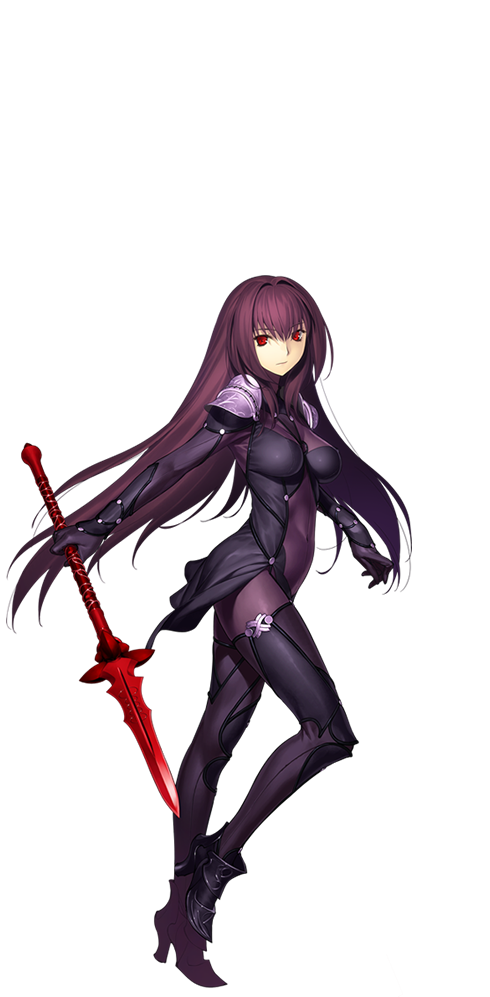1girl artist_request breasts fate/grand_order fate_(series) gae_bolg lancer_(fate/grand_order) long_hair official_art polearm purple_hair red_eyes solo spear weapon