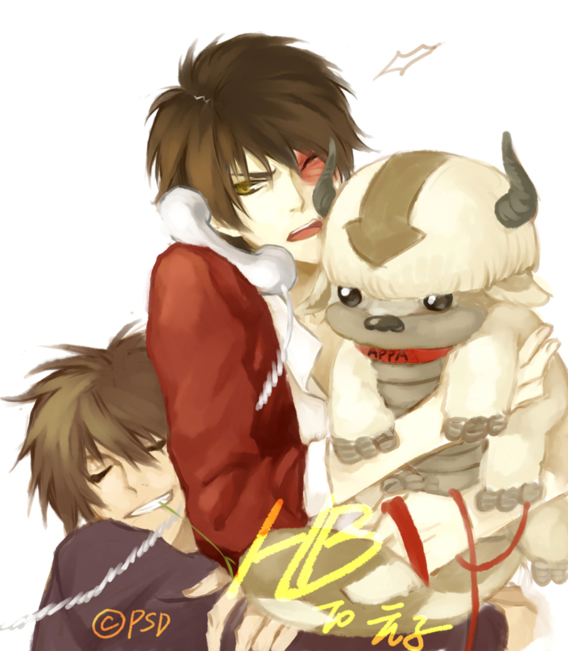 avatar:_the_last_airbender avatar_the_last_airbender brown_hair closed_eyes hug jet_(avatar) male nickelodeon phone psd scar yellow_eyes zuko