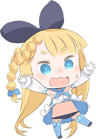 1girl alicia_solid blonde_hair blue_eyes blue_legwear blush bow braid chibi choker elbow_gloves flat_chest gloves hair_bow long_hair lowres niconi_solid niconico official_art panties single_braid striped striped_legwear sweat thigh-highs underwear very_long_hair wavy_mouth