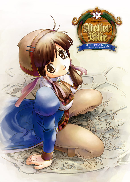 1girl atelier_(series) atelier_lilie atelier_lilie_another_story boots brown_eyes brown_hair coat hat knee_boots lilie_(atelier) original pants short_hair short_twintails smile solo twintails uchiu_kazuma