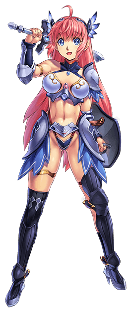 1girl armor bikini_armor blue_eyes boots breastplate gloves hair_ornament jewelry looking_at_viewer original pink_hair shield shoulder_pads simple_background smile sword thigh-highs thigh_boots uchiu_kazuma weapon