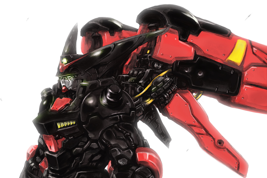 gundam ishinarimaru_shouten master_gundam mecha simple_background solo super_robot