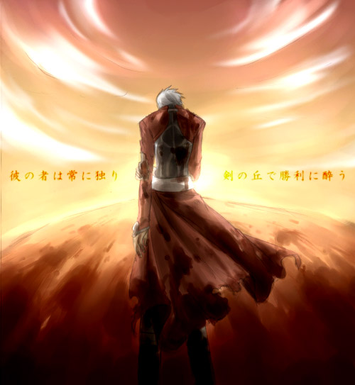 blood fate/stay_night fate_(series) lonely male sad translation_request white_hair
