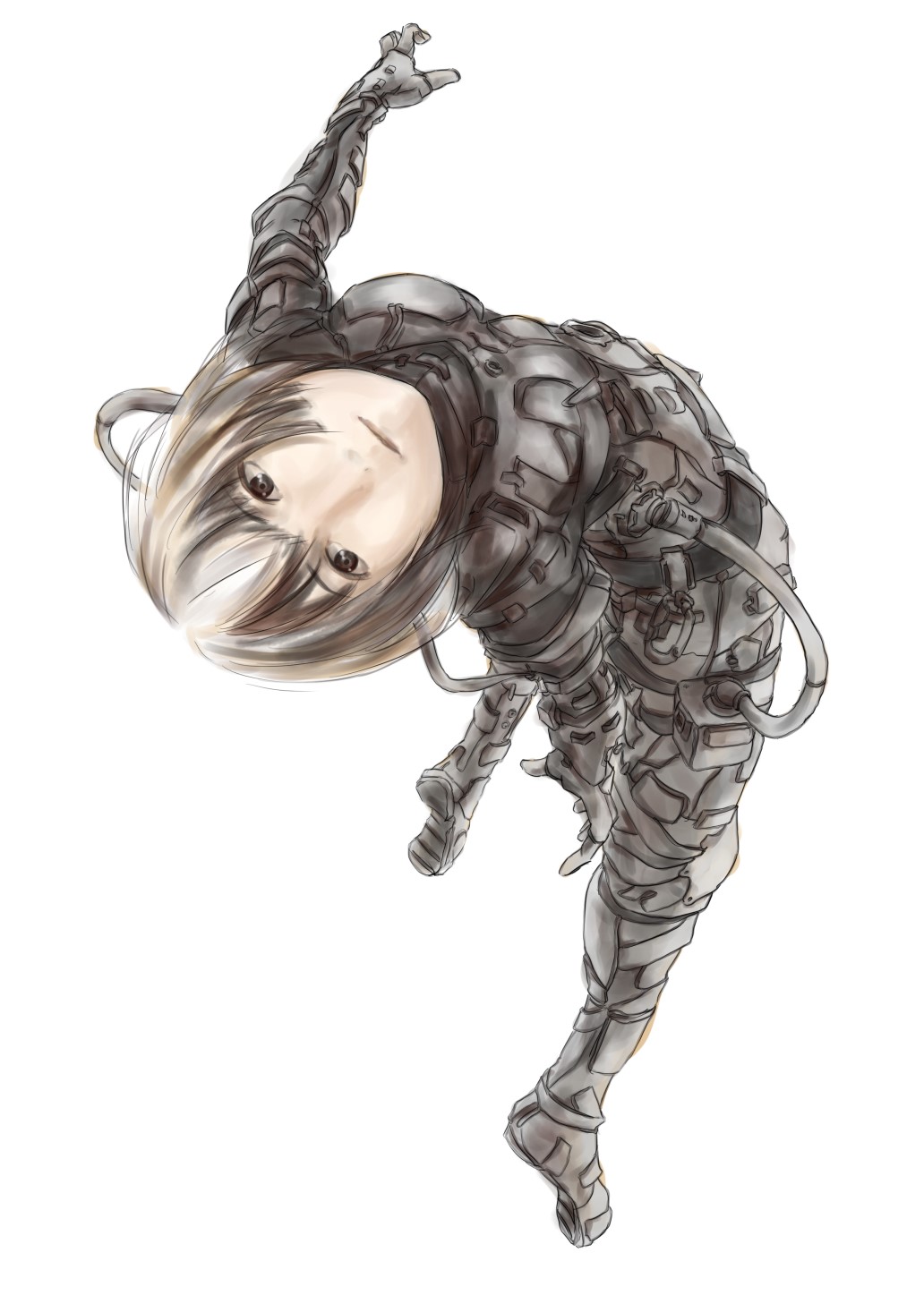 1girl character_request highres short_hair sidonia_no_kishi solo spacesuit sun_(pixiv3889268) white_background