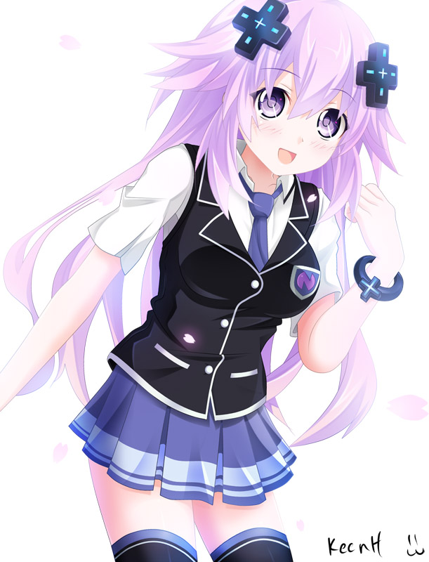 adult_neptune blazer bracelet choujigen_game_neptune d-pad hair_ornament jewelry keenh long_hair neptune_(choujigen_game_neptune) neptune_(series) purple_hair school_uniform shin_jigen_game_neptune_vii skirt violet_eyes