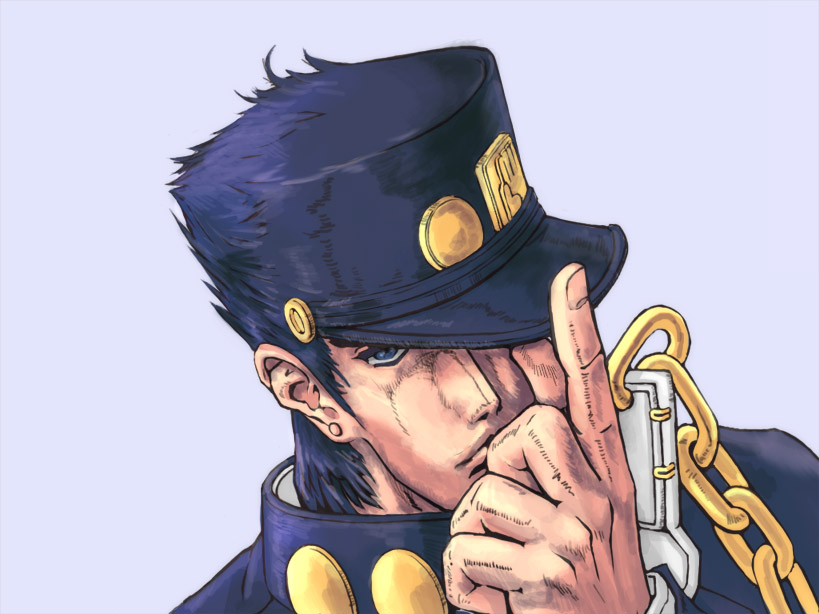 chains finger fingers hat_tip jojo's_bizarre_adventure jojo_no_kimyou_na_bouken kansou_ki_ne_cha_dame kujo_jotaro kuujou_joutarou maawwmaa