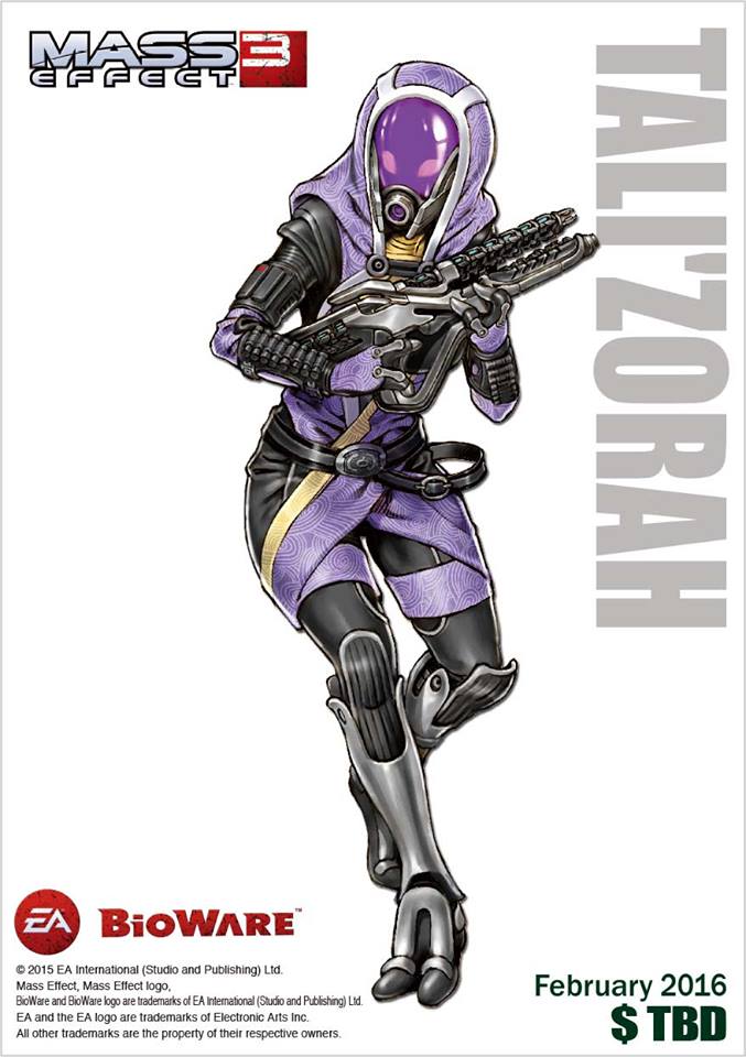 1girl alien bodysuit full_body gun helmet kotobukiya mass_effect quarian rifle science_fiction solo tali'zorah trigger_discipline weapon yamashita_shun'ya