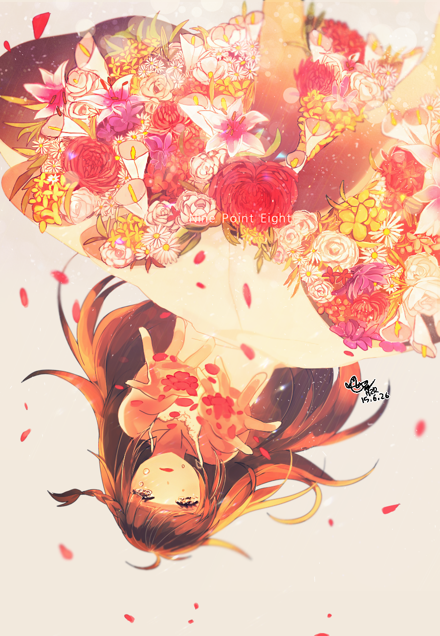 ahoge braid brown_eyes brown_hair crying deemo dress flower high_resolution hizrin little_girl long_hair pantyhose sad sundress