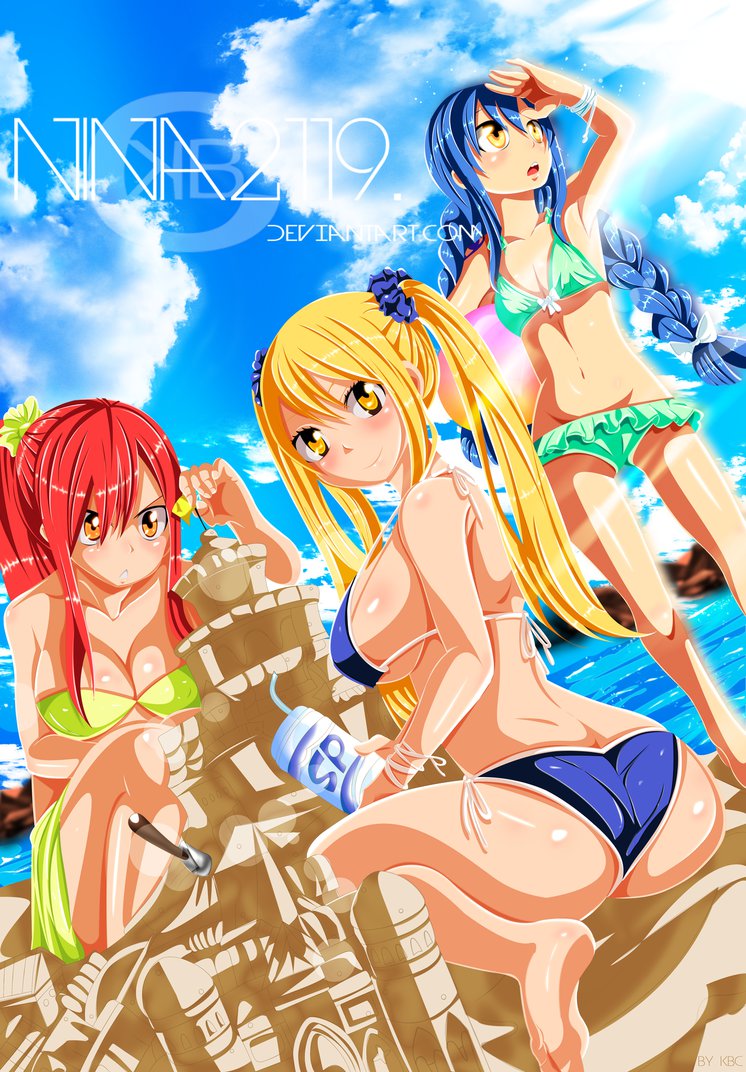 3girls bikini fairy_tail multiple_girls swimsuit tagme