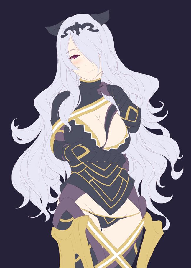 breasts camilla_(fire_emblem_if) cleavage fire_emblem fire_emblem_if hair_over_one_eye long_hair purple_hair syacyo